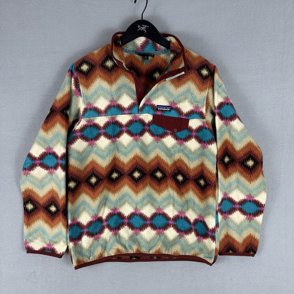 Patagonia Synchilla Aztec Stone Snap-T Pullover Fleece Mens Size Medium Outdoor